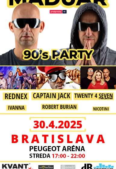  MADUAR 90’s PARTY rozširuje svoje pôsobenie: Prvý rodinný festival deväťdesiatych rokov sa rozrastá o nové slovenské mestá